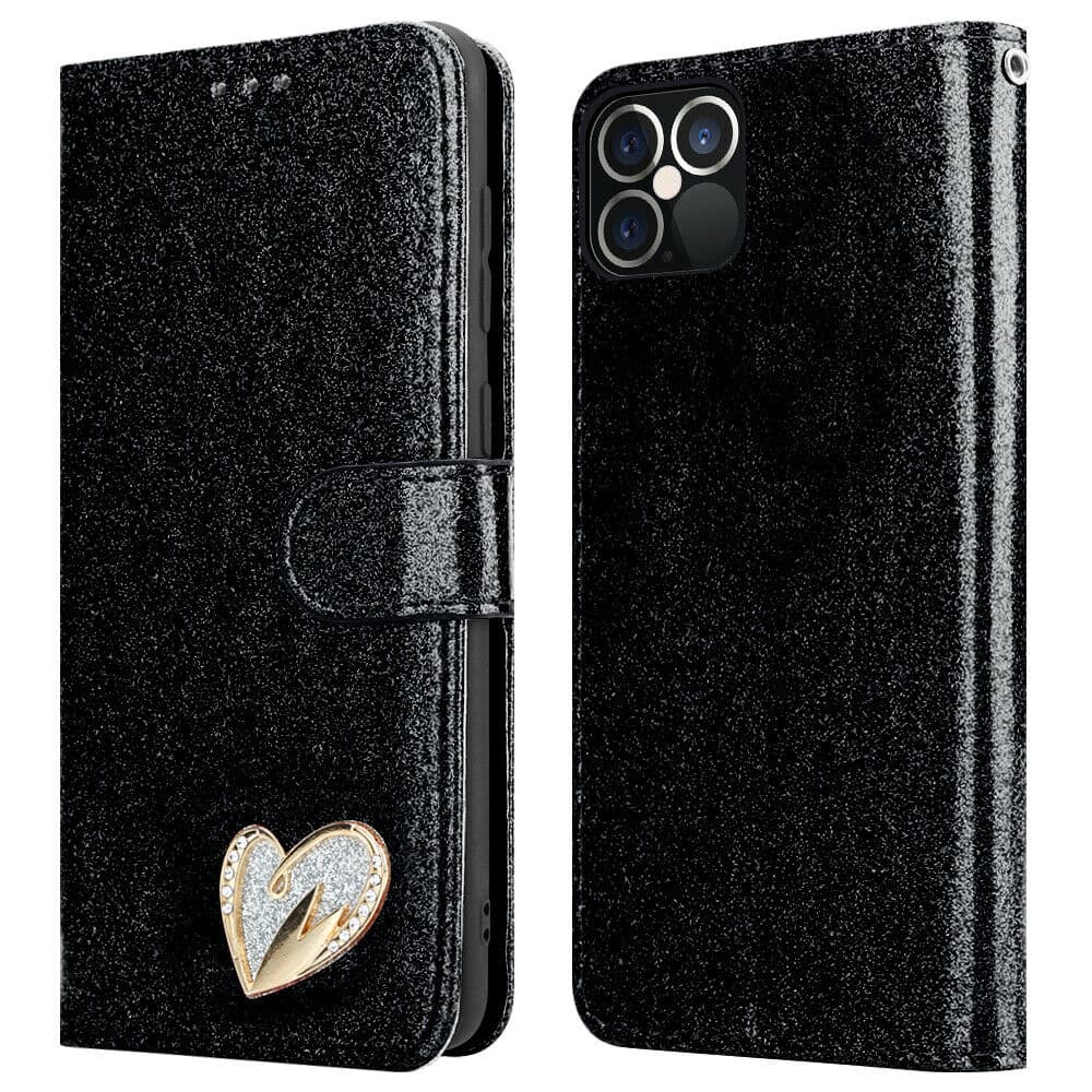 iPhone 13 Mini Wallet Heart Shiny Case