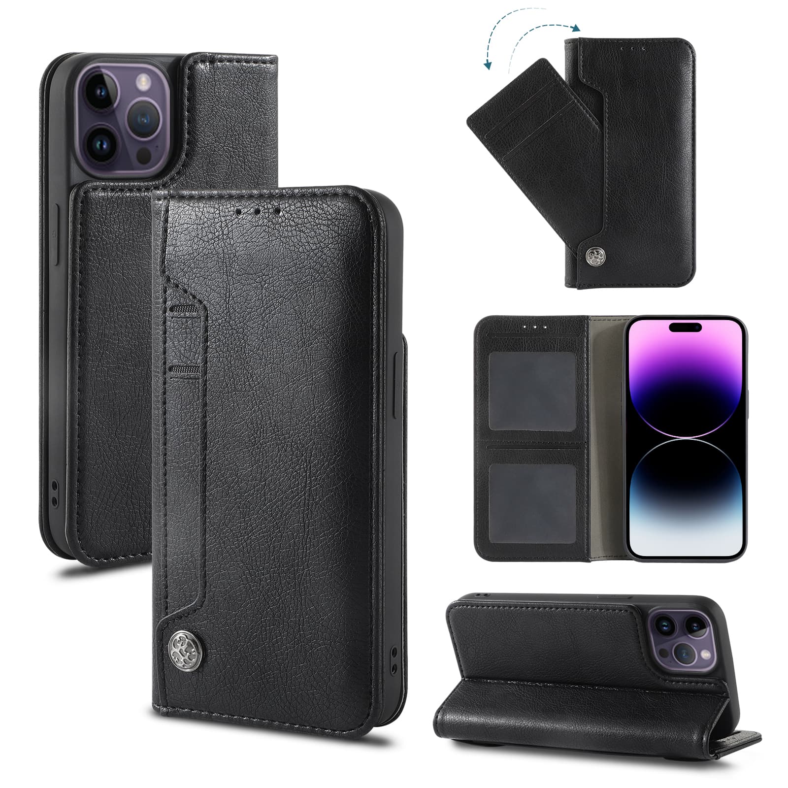 iPhone 15 Pro Wallet Slide Pocket Case- Red