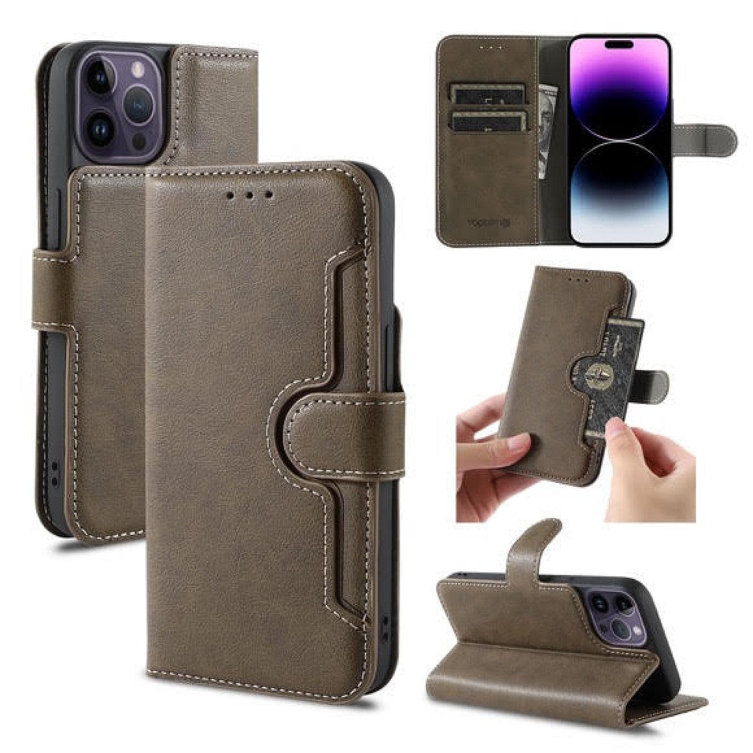 Galaxy S21 Wallet Double Stiches PU Leather Case