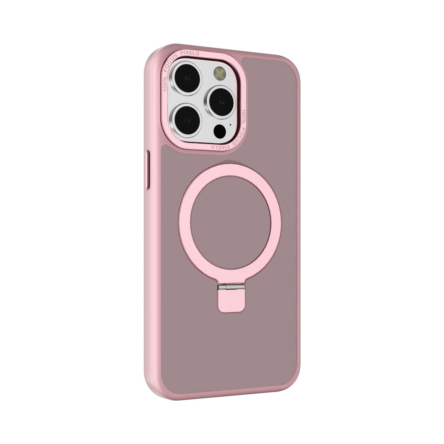 iPhone 14 Pro Max Metal Magsafe With Back Stand Case- See Through