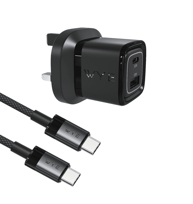 32W Dual Port USB-C & USB-A Charging Kit with USB-C to USB-C Cable  (Gan III)