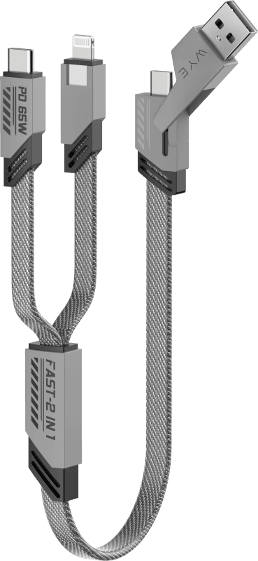 4-In-1 Fast Charging Data Cable for Charging Two Devices at Once