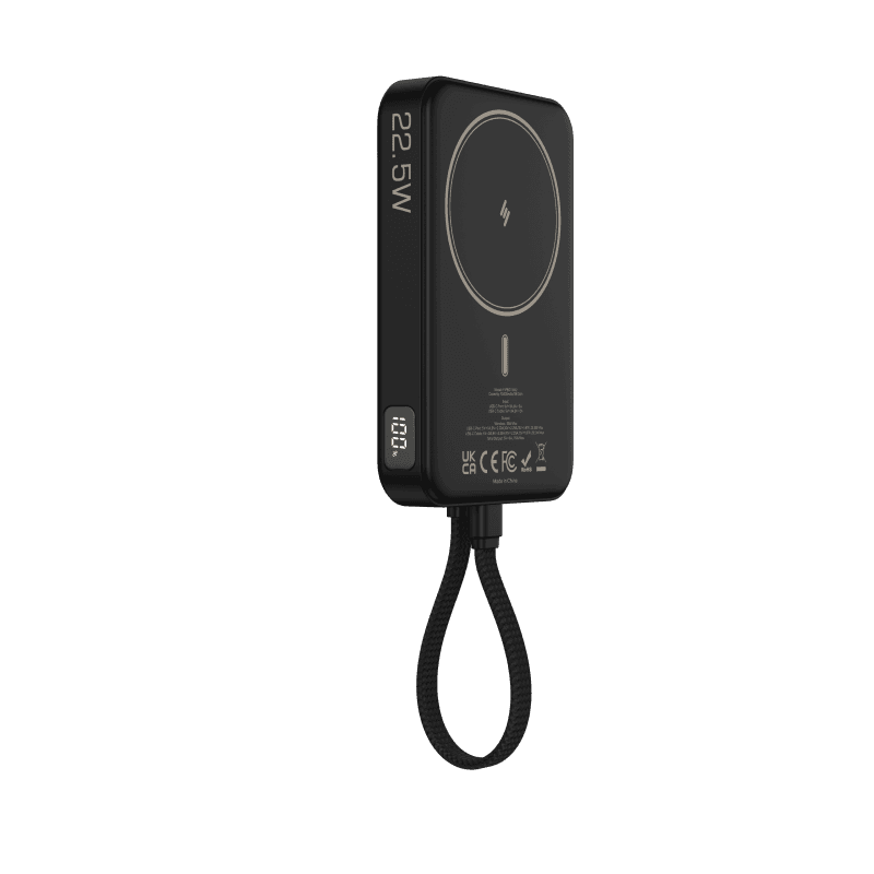 10K Magnetic Power Bank With Build -in USB-C Cable
